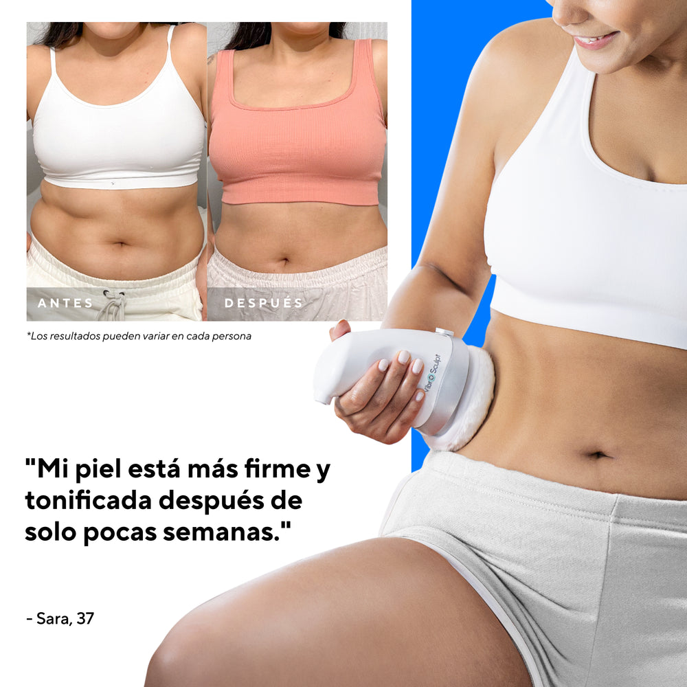 Mujer usando VibroSculpt en casa