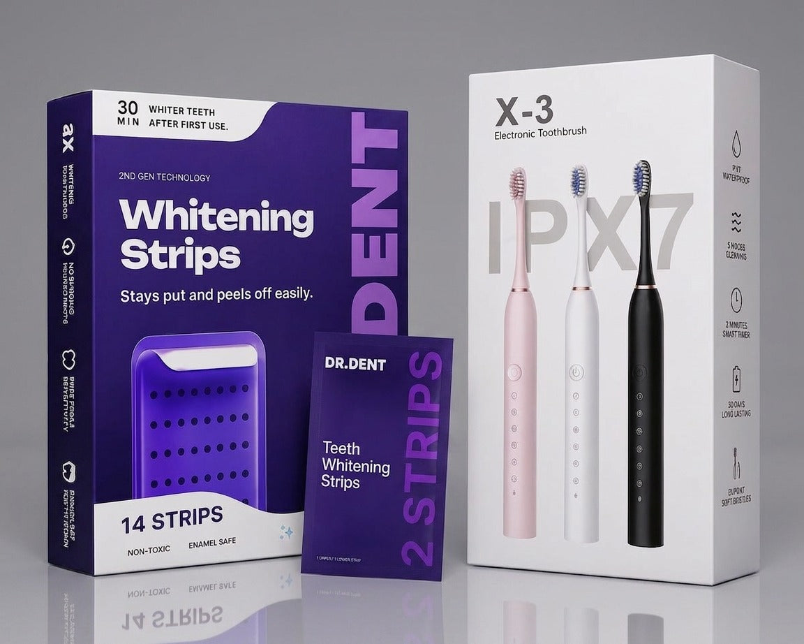Kit Dental DR.DENT Laminas Blanqueadoras y Cepillo Electrico