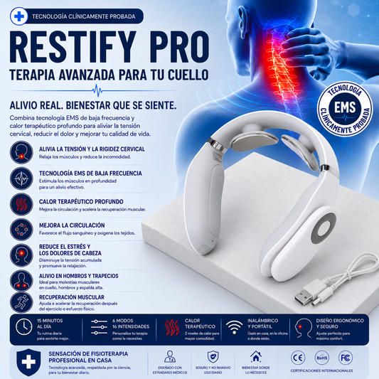 RESTIFY PRO - Masajeador Cervical  tecnología EPS y Calor