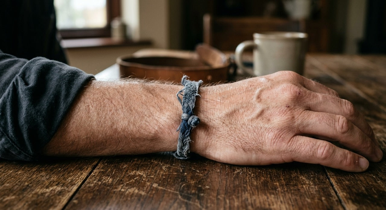 Pulsera de tela gastada