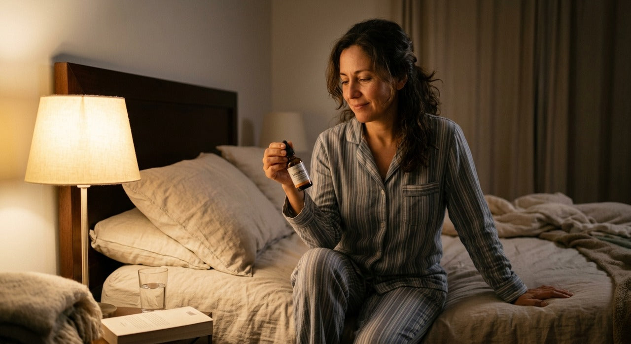 Mujer usando EchoFree PRO antes de dormir