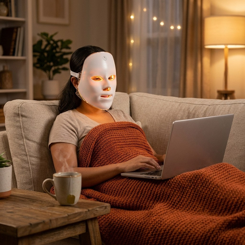 Mujer relajandose con GlowMask