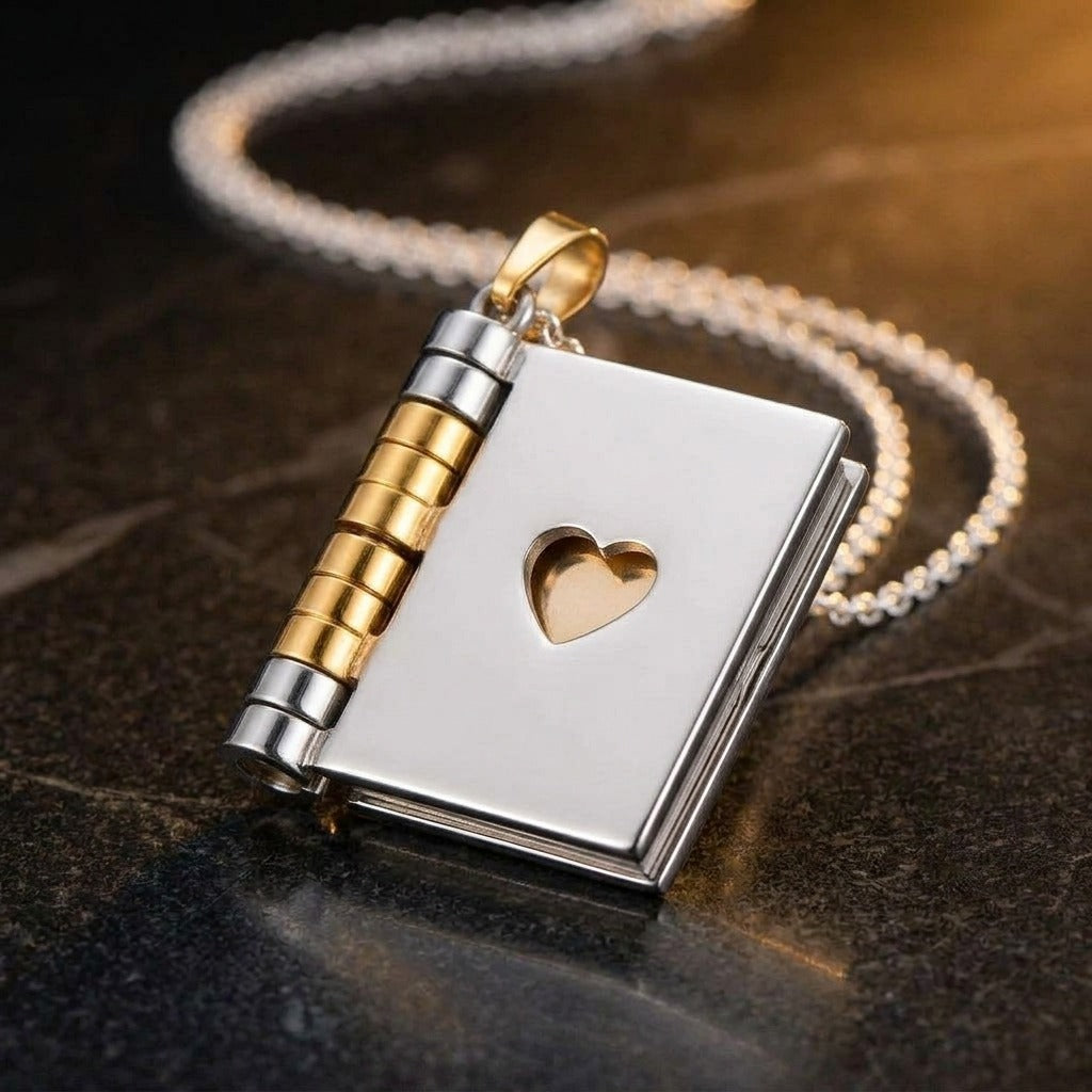 Tapa con corazón calado y lomo dorado