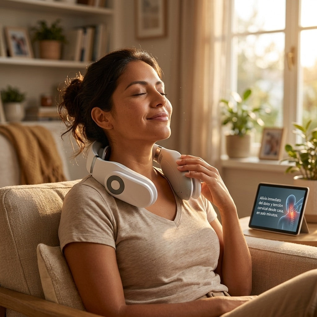 Mujer usando Restify Pro en casa
